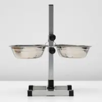 Подставка с мисками, 2×2 л, высота 50 см, разборная с верхним фиксатором, хром Подставка с мисками, 2×2 л, высота 50 см, разборная с верхним фиксатором, хром