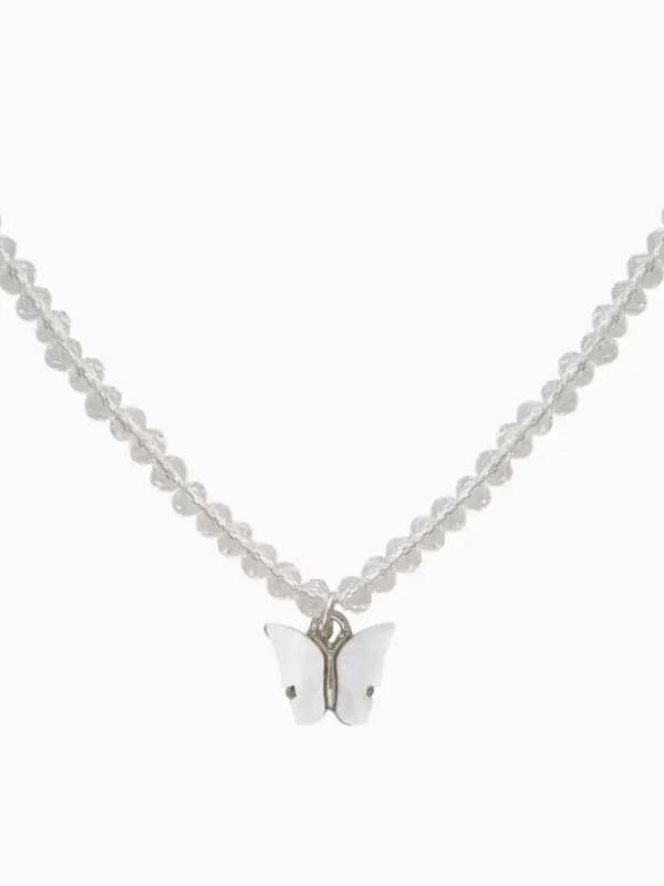 Чокер &laquo;Бабочка&raquo;, хрусталь, белый в серебре, 36 см + 5 см доп, цепочка