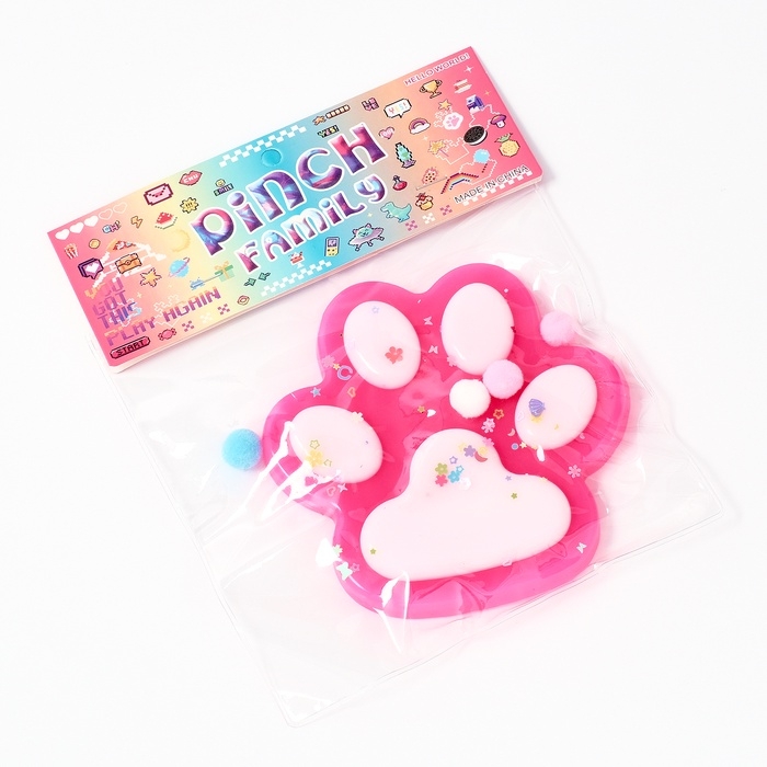 Сквиш антистресс - игрушка «Кошачья лапка», с блёстками, МИКС