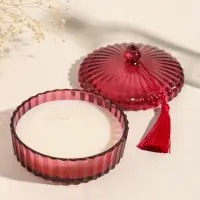 Ароматическая свеча в шкатулке &laquo;Красная&raquo;, 3 фитиля, роза, 13.3&times;13.3&times;9.5 см