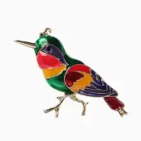 Брошь &laquo;Птица&raquo; синица, цветная в золоте