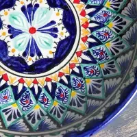 Тарелка глубокая Риштанская Керамика &laquo;Узоры&raquo;, d=20 см, узор микс, керамика, синяя, разноцветная