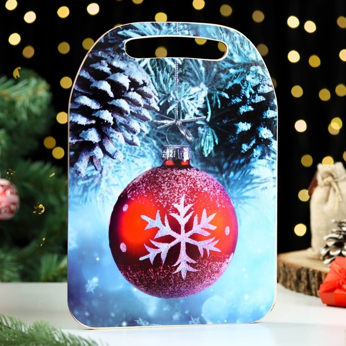 Доска разделочная  Доска разделочная "Новогодняя игрушка с шишками", 24,5х0,6 см