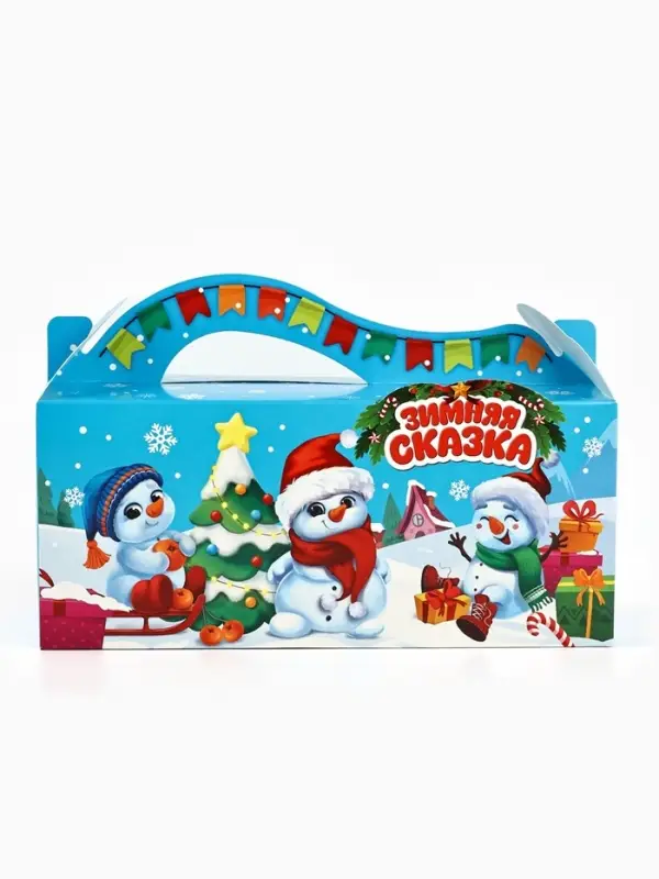 Коробка новогодняя подарочная складная &laquo;Снеговички&raquo;, 23&times;10&times;10 см