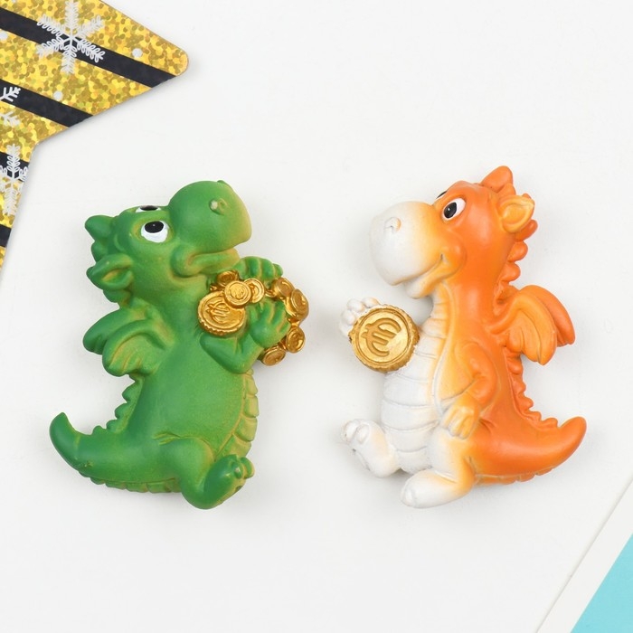 Магнит полистоун  Магнит полистоун "Денежный дракоша" МИКС 4,5х1,5х6,5 см