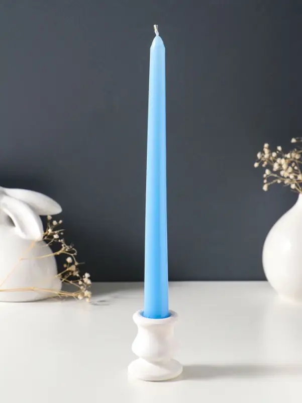 Свеча античная 25 см, 58 г, 7 ч, пастельно-голубой