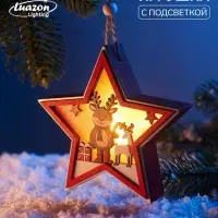 Ёлочная игрушка &laquo;Оленёнок&raquo; 12&times;12 см, подвеска, от батареек AG10&times;3, свечение тёплое белое