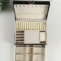 Шкатулка для украшений Netsai, 2 яруса, 17&times;23&times;10 см, чёрная