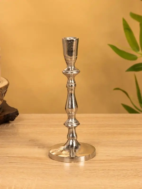 Подсвечник "Зима" 8,5х8,5х21 см, алюминий, цв. Серебро