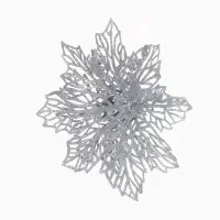 Ёлочные игрушки 2 шт. &laquo;Зимнее волшебство. Ажурный цветок&raquo; пластик, 14 см, серебро