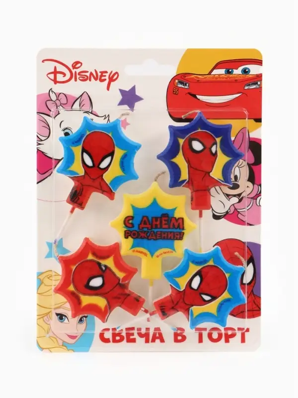 Свеча в торт набор &laquo;С Днем Рождения&raquo;, Супергерой, 5 штук