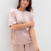 Костюм женский (футболка и шорты) KAFTAN "Бархат", р. 40-42, розовый