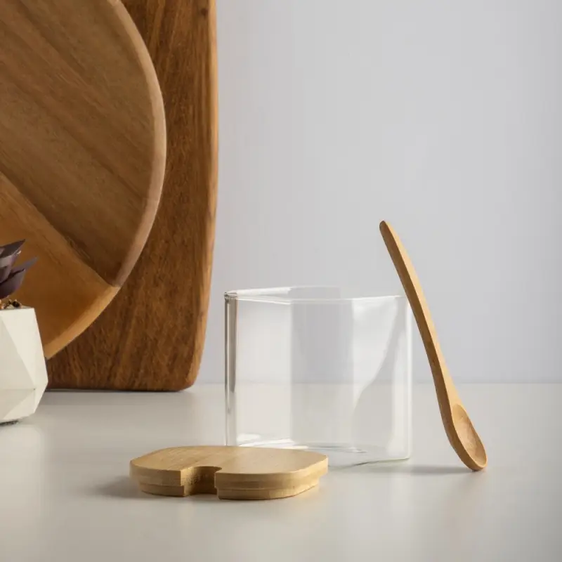 VETTA ЭКО Вуд Набор банок для хранения с ложкой, 9х8х8см, стекло, бамбук