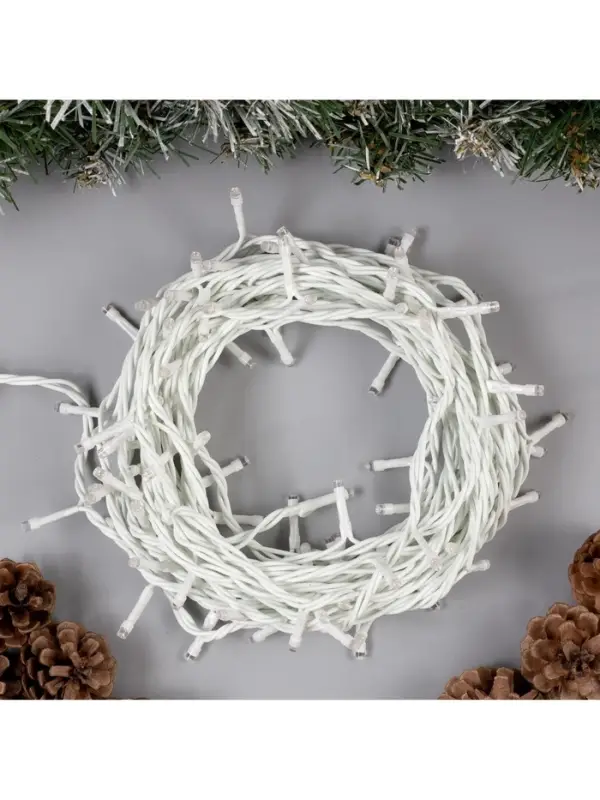 Гирлянда &laquo;Нить&raquo; 10 м, IP44, белая нить, 100 LED, свечение мульти, 8 режимов, 220 В