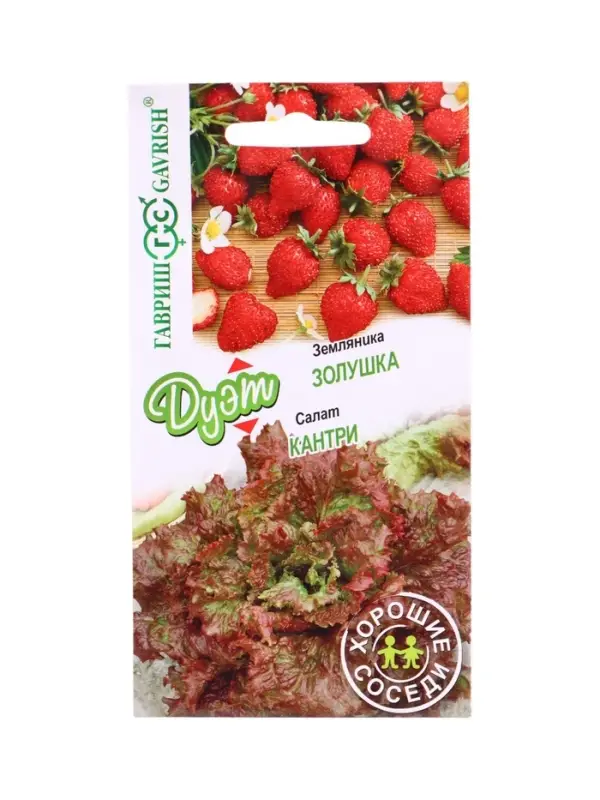 Семена Салат Кантри 0,5 г+Земляника Золушка 0,03 г серия Дуэт Хорошие соседи