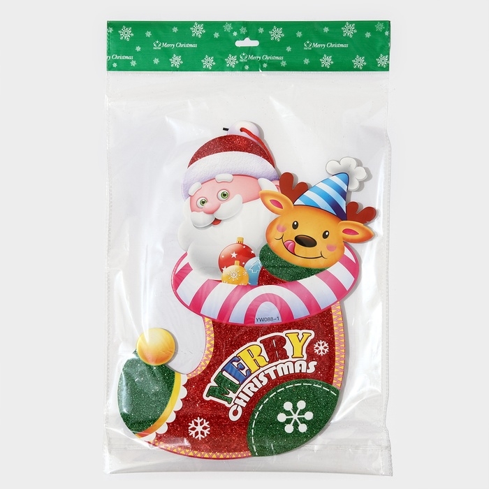 Декоративное украшение (подвеска)  Декоративное украшение (подвеска) "Дед мороз и олень" 35х24 см