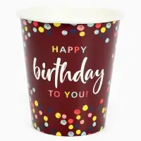 Стакан одноразовый бумажный «Happy Birthday» , конфетти 250 мл