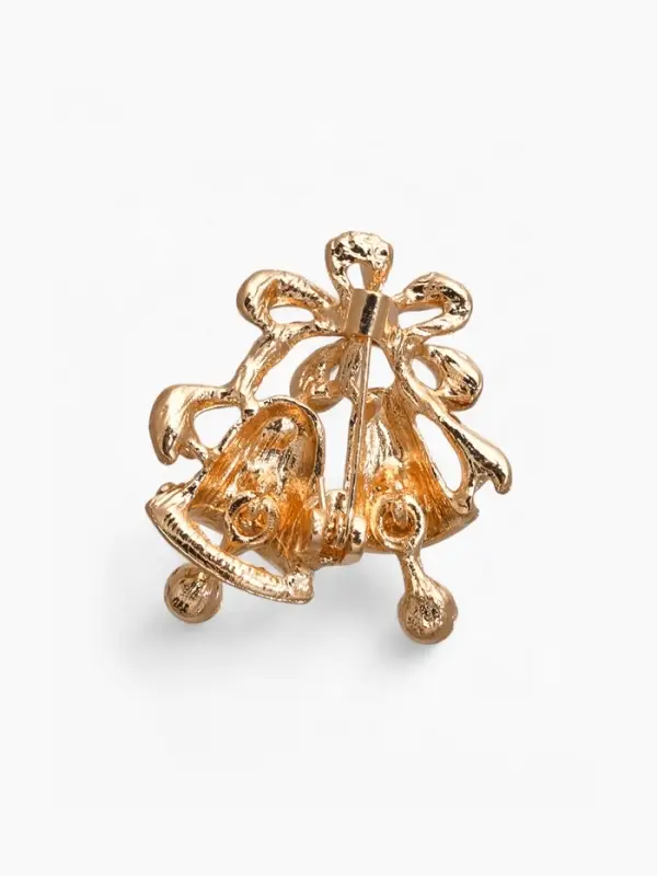 Брошь &laquo;Колокольчик с лентой&raquo;, красная в золоте