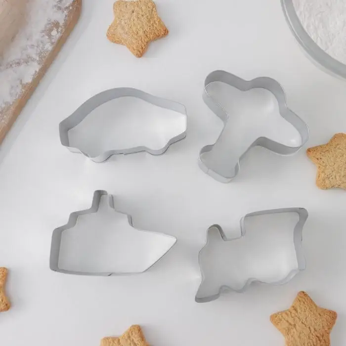 Набор форм для печенья Доляна «Транспорт», 4 шт, цвет серебристый Набор форм для печенья Доляна «Транспорт», 4 шт, цвет серебристый