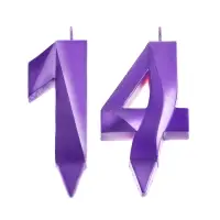 Свеча в торт юбилейная «Грань» (набор 2 в 1), цифра 14×41, фиолетовый металлик, 6.5 см