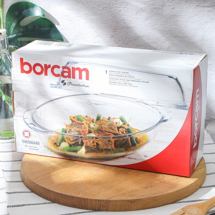 Утятница овальная из жаропрочного стекла Borcam, 2 л, с крышкой-формой для запекания Утятница овальная из жаропрочного стекла Borcam, 2 л, с крышкой-формой для запекания