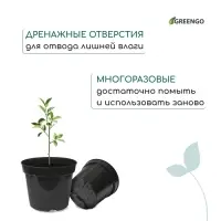 Горшок для рассады, 2 л, d=17.5 см, h=13 см, пластик, чёрный, Greengo