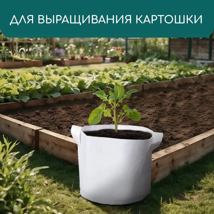 Контейнер с ручками, 22×20 см, 5.5 л, спанбонд, плотность 130 г/м², Greengo