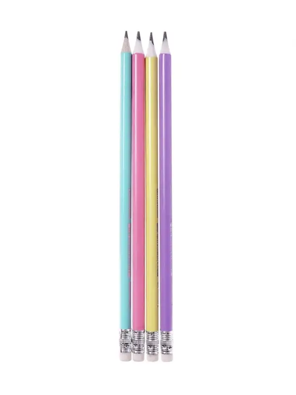 Набор карандашей чернографитных Calligrata. Pastel, 12 штук, HB, с ластиком, трёхгранный, пластиковый, МИКС