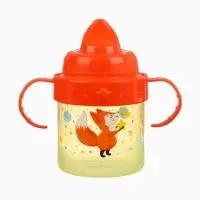 Поильник детский M&B &laquo;Лисята. Мамы и малыши&raquo; с твёрдым носиком, от 9 мес., 140 мл., с ручками, оранжевый
