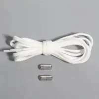 Шнурки для обуви, пара, круглые, с фиксатором, эластичные, d=5 мм, 100 см, белые