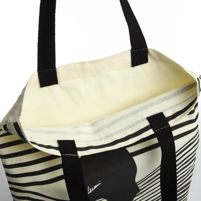 Сумка - шопер без застёжки, с принтом, 35&times;0.5&times;40 см, бежевая