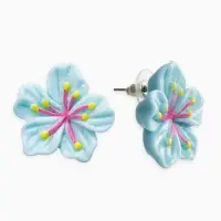 Серьги пластик "Лилии", цвет голубой