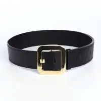 Ремень женский, 110&times;4.8 см, квадратная пряжка, золотистая, чёрный