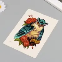 Переводная тату на тело цветная &laquo;Сова в пионах&raquo;, 26.1&times;14.6 см