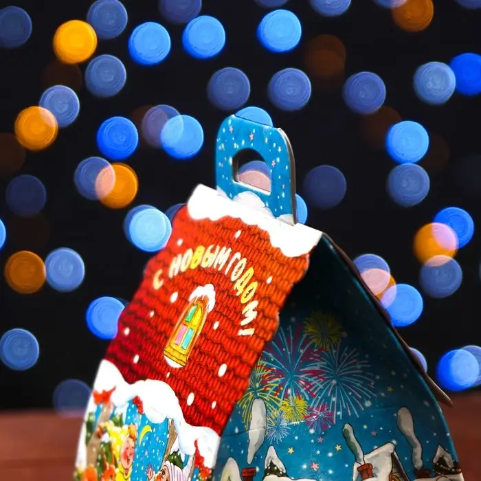 Подарочная коробка «Новогодняя Акварель», упаковка, 12×12×16.8 см