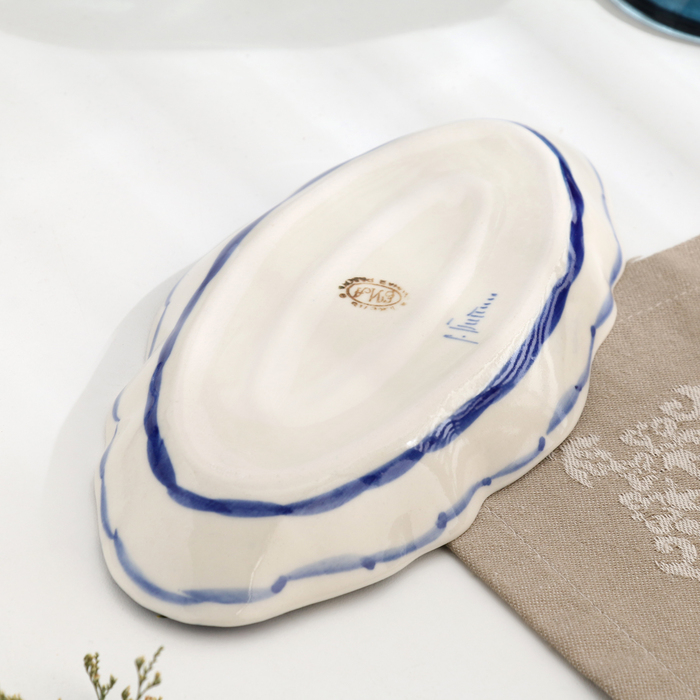 Селедочница малая, гжель, фарфор Селедочница малая, гжель, фарфор