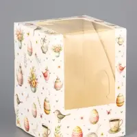 Коробка подарочная пасхальная с окном &laquo;Пасхальное чаепитие&raquo; 9.5&times;9.5&times;12.5 см