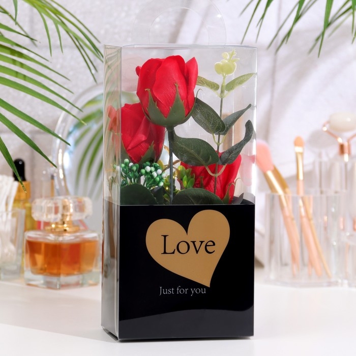 Мыльные розы в коробке, красные, набор 3 шт Мыльные розы в коробке, красные, набор 3 шт