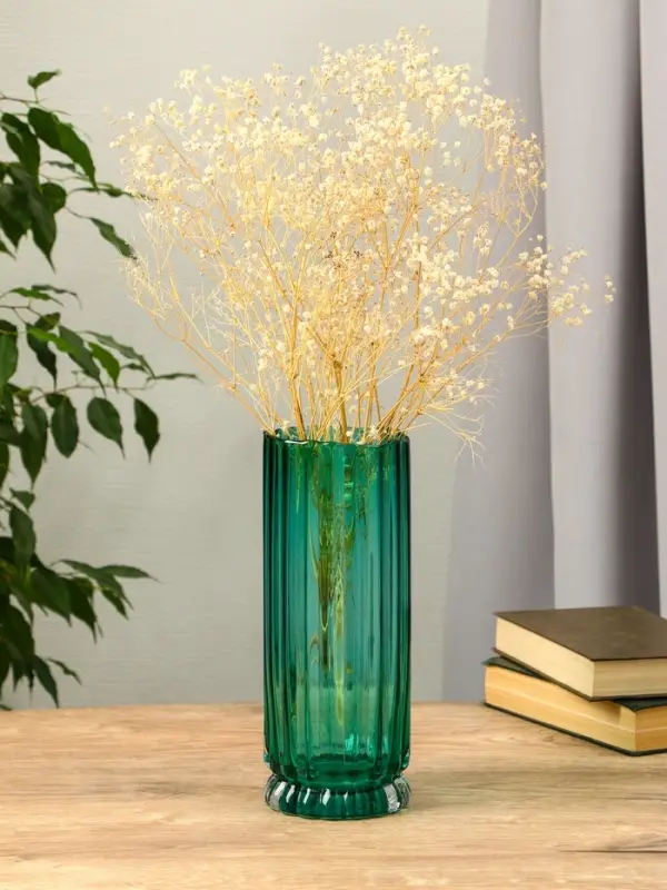 Ваза стекло настольная  Ваза стекло настольная "Верена" 25,5х10 см, зелёный