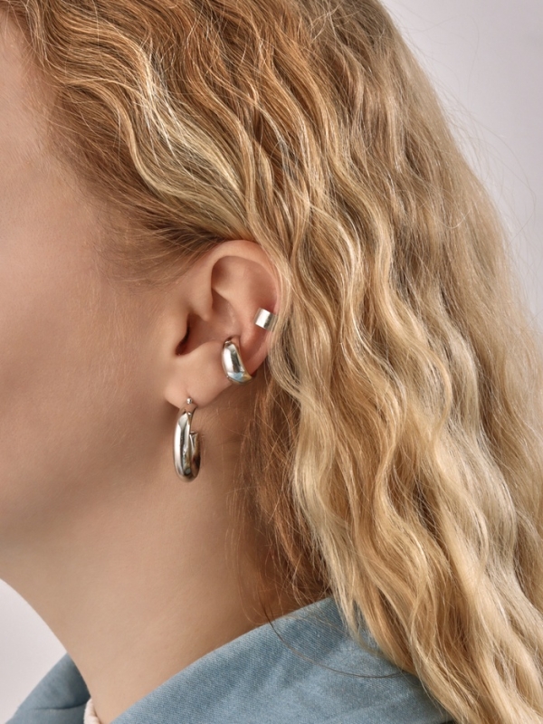 Набор серьги и каффы 9 шт. «Кольца» переплетение, цвет серебро