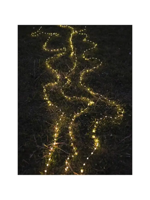 Гирлянда &laquo;Нить&raquo; 20 м, роса, IP20, серебристая нить, 200 LED, свечение тёплое белое, 12 В