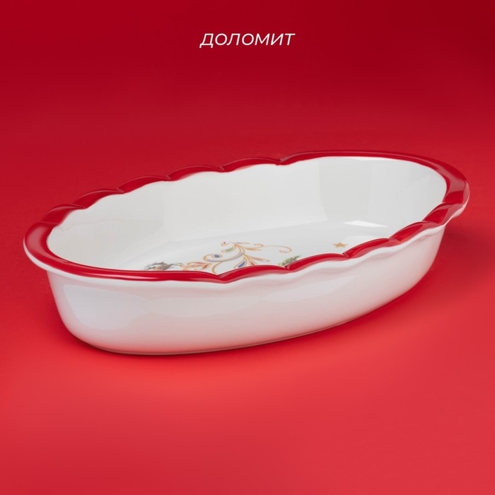 Новгодняя форма для запекания Доляна «Сани Деда Мороза», керамика, 28×18×5 см, цвет белый Новгодняя форма для запекания Доляна «Сани Деда Мороза», керамика, 28×18×5 см, цвет белый
