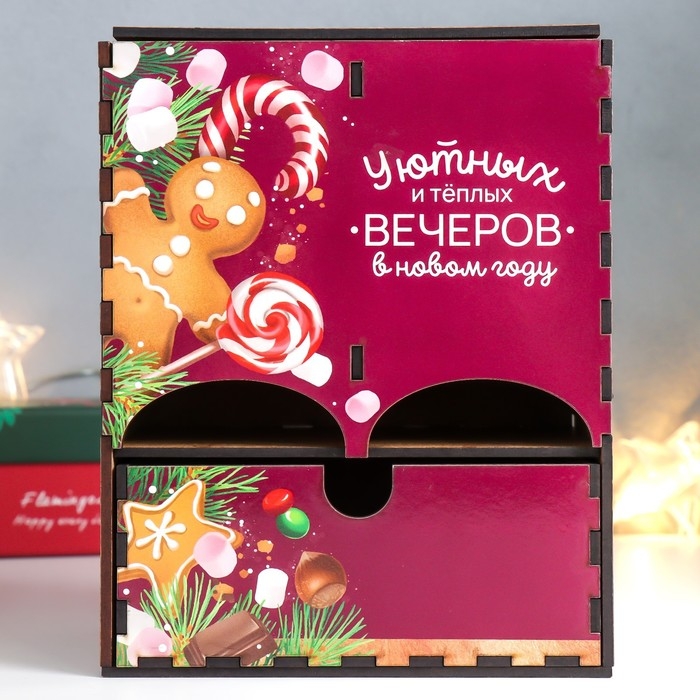 Чайный домик с ящиком Чайный домик с ящиком "Пряничный дом" 20х15х8,5 см