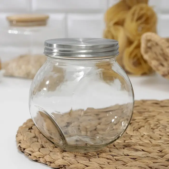 Банка для сыпучих продуктов «Металлик», 700 мл, 8×11.5×12 см, стекло Банка для сыпучих продуктов «Металлик», 700 мл, 8×11.5×12 см, стекло
