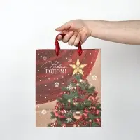 Набор пакетов крафтовых &laquo;Новогоднее настроение&raquo;, 5 шт., 23&times;27&times;11.5 см