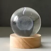 Световая фигурка &laquo;Одуванчик&raquo;, LED-ночник, стекло d=6 см, подставка дерево, USB, 6.5&times;6.5&times;7.5 см