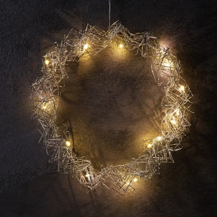 Светодиодная фигура &laquo;Венок&raquo; 25&times;25&times;6 см, 15 LED, от батареек AAx2, свечение тёплое белое