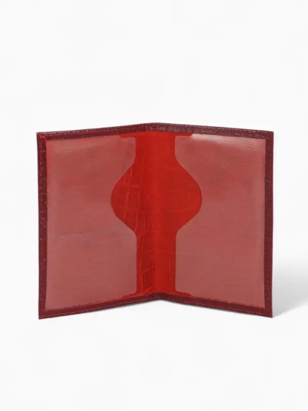 Обложка для паспорта, натуральная кожа, тиснение фольгой, крокодил, бордовая