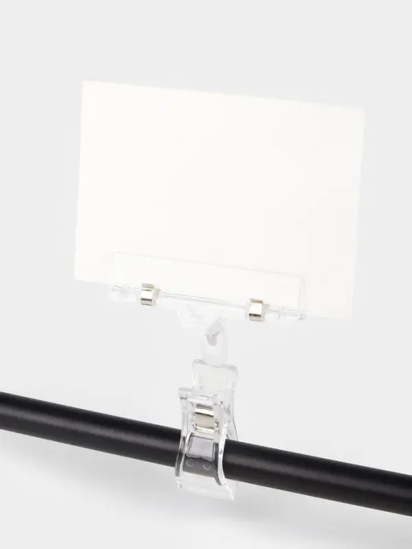 Ценникодержатель с зажимом, d=2 см, 8&times;2.7&times;10.6 см, прозрачный