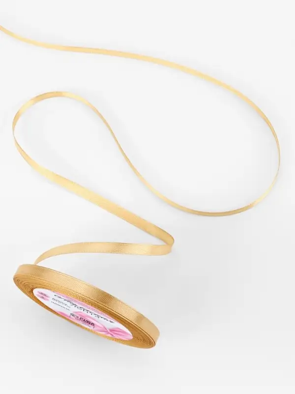 Лента атласная, 6 мм, 23&plusmn;1 м, цвет золотой №204